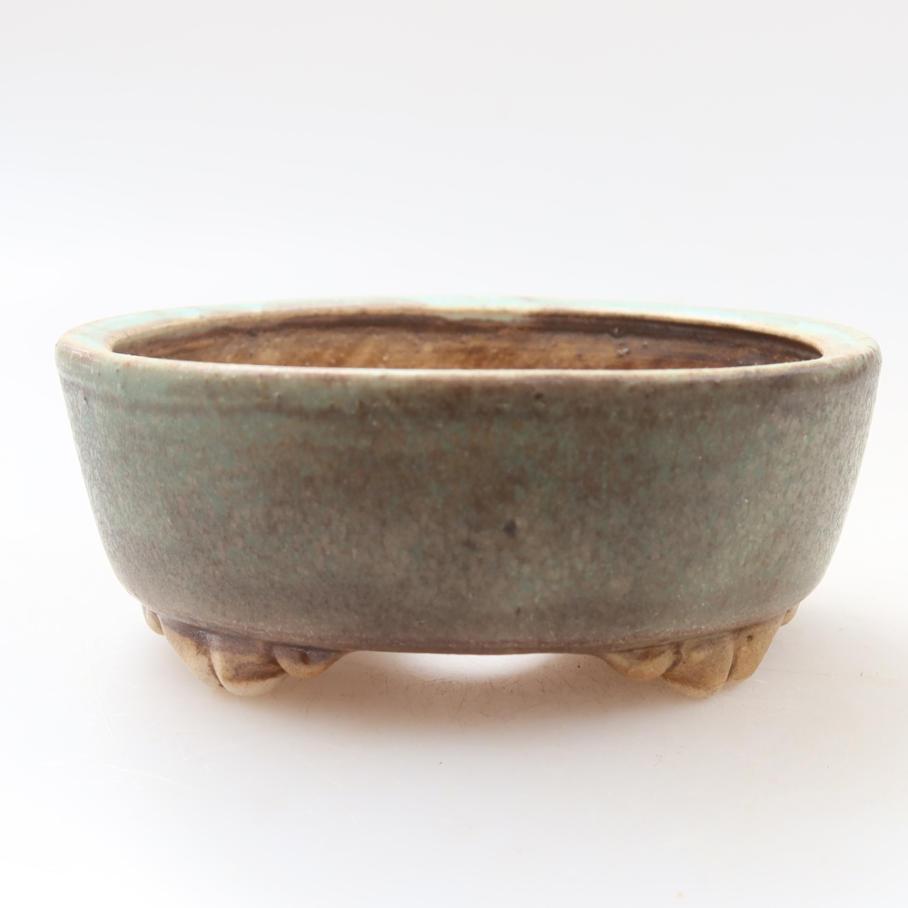 Ceramic bonsai pot, 9.5 x 8 x 4 cm, green