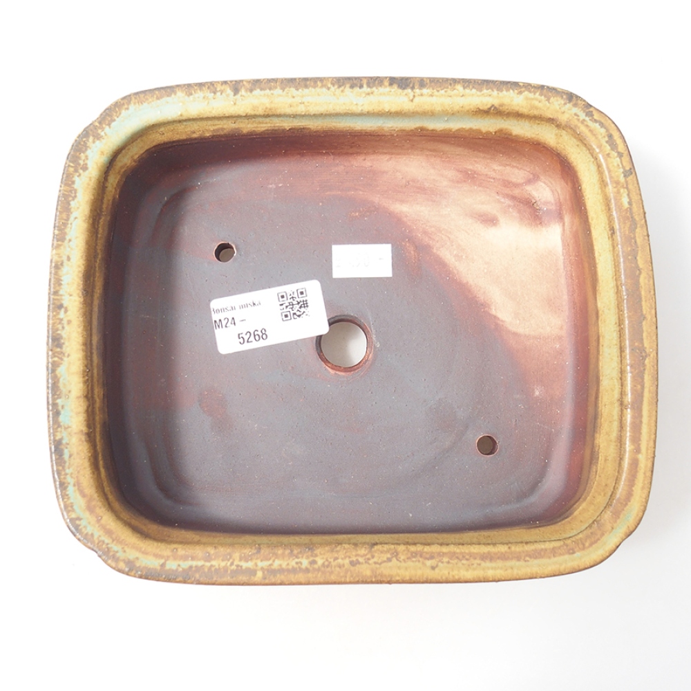 Ceramic bonsai bowl 19,5 x 16,5 x 6 cm, color green