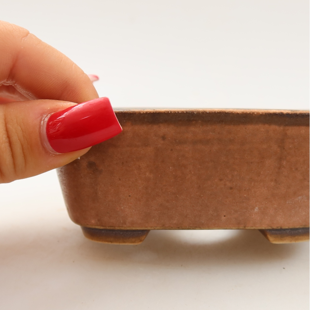 Ceramic bonsai pot, 10 x 8.5 x 4 cm, pink