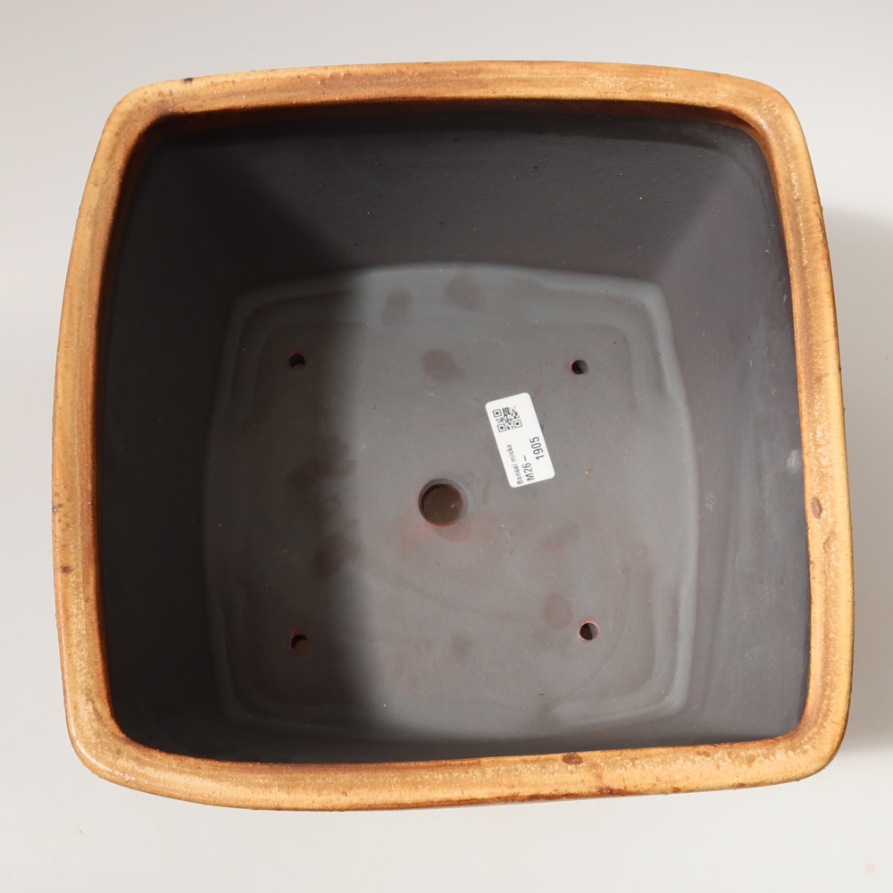 Ceramic bonsai pot, 26.5 x 26.5 x 15.5 cm, brown