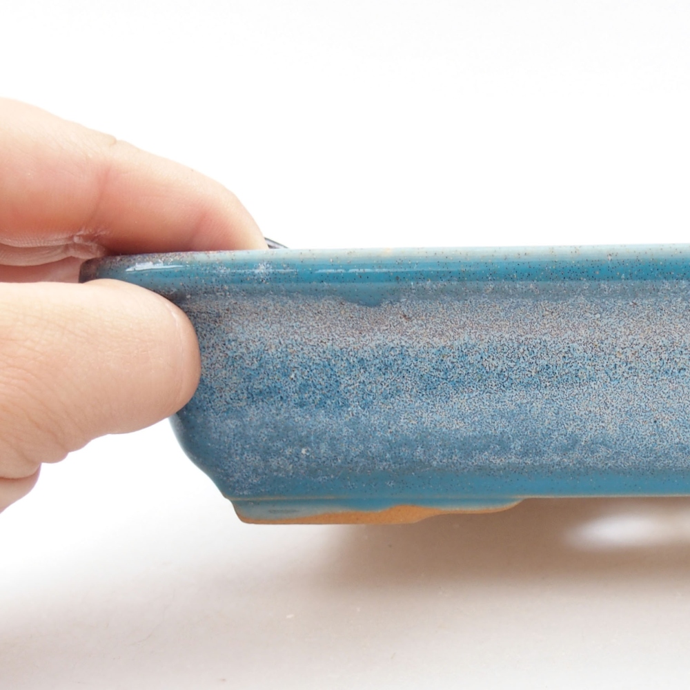 Ceramic bonsai bowl 18 x 13,5 x 4,5 cm, color blue