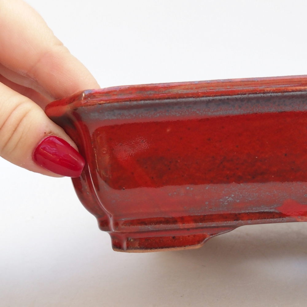 Ceramic bonsai bowl 18 x 13,5 x 5 cm, colour red