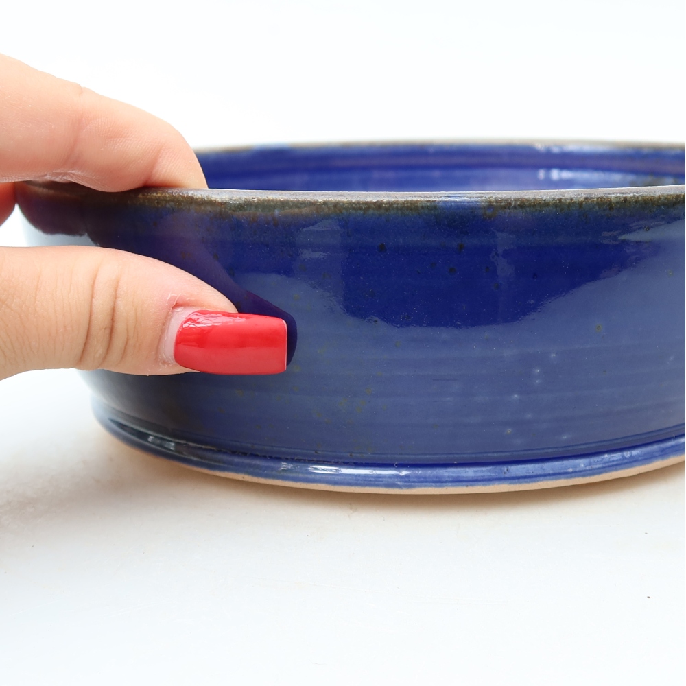 Ceramic bonsai bowl 18 x 18 x 6 cm, colour blue
