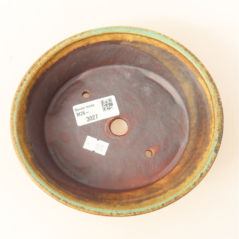 Ceramic bonsai pot, 17.5 x 16.5 x 4.5 cm, green
