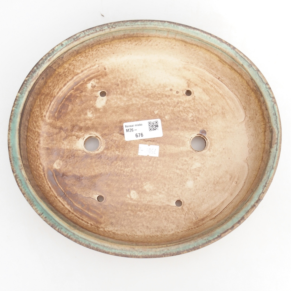 Ceramic bonsai bowl 26,5 x 24 x 5,5 cm, green