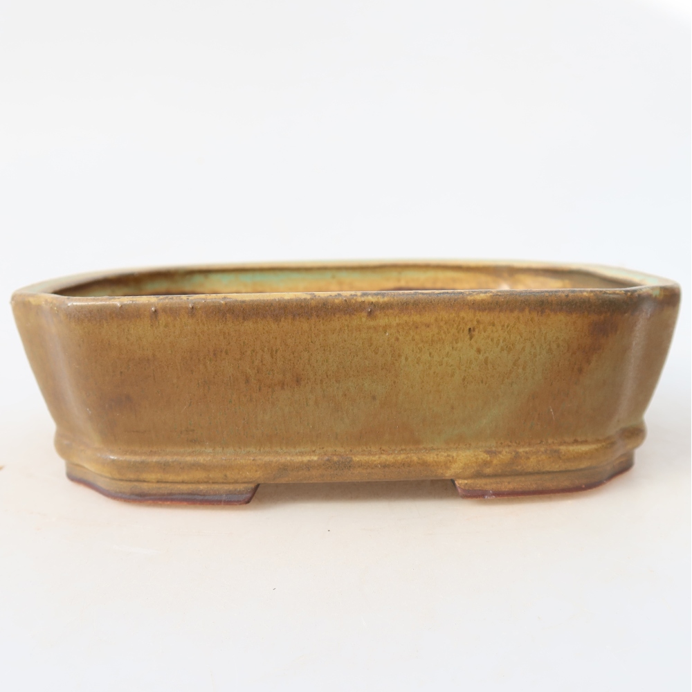 Ceramic bonsai pot, 17.5 x 14.5 x 5 cm, green