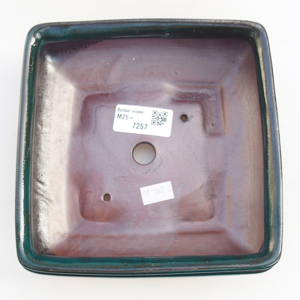 Ceramic bonsai bowl 15,5 x 15,5 x 6 cm, green
