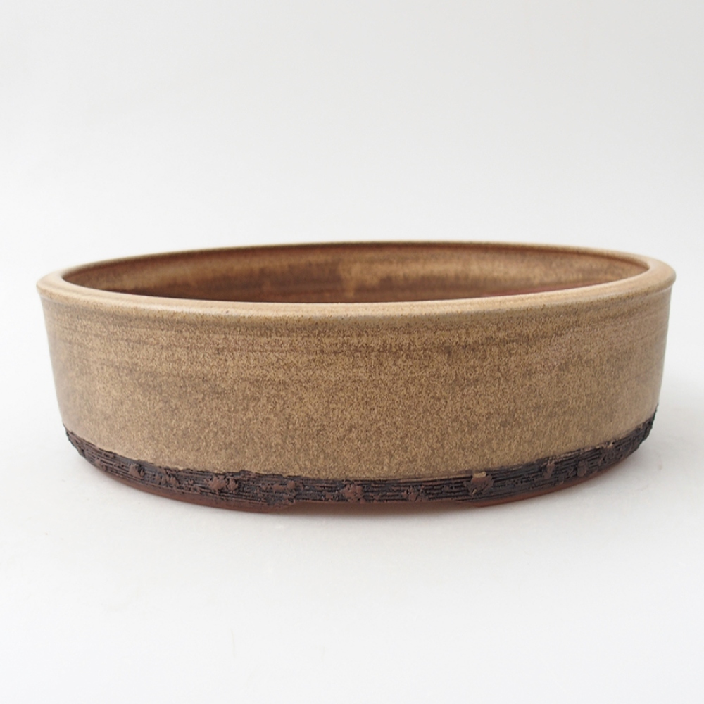 Ceramic bonsai bowl 24,5 x 24,5 x 6,5 cm, color beige