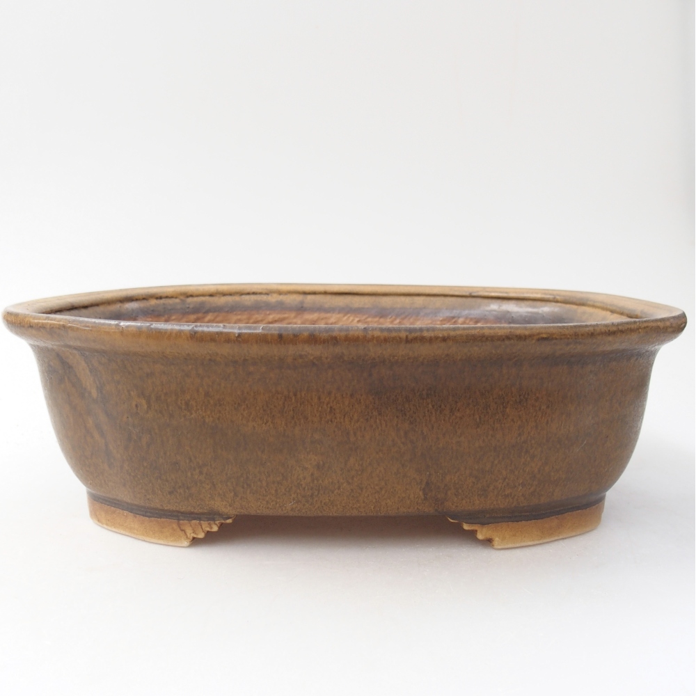 Ceramic bonsai bowl 25 x 21 x 8 cm, brown