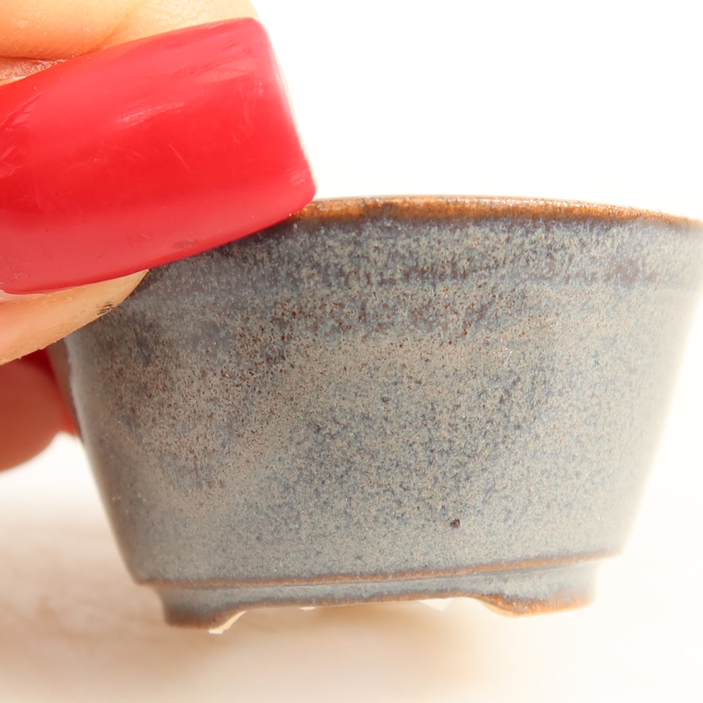 Ceramic bonsai pot, 4.5 x 4.5 x 2.5 cm, gray