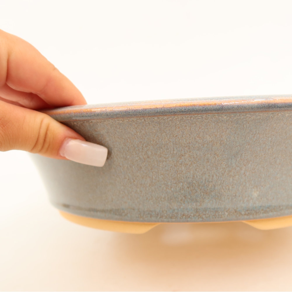 Ceramic bonsai pot, 28.5 x 28.5 x 7 cm, gray