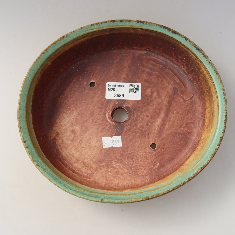 Ceramic bonsai pot, 21 x 19 x 5 cm, green