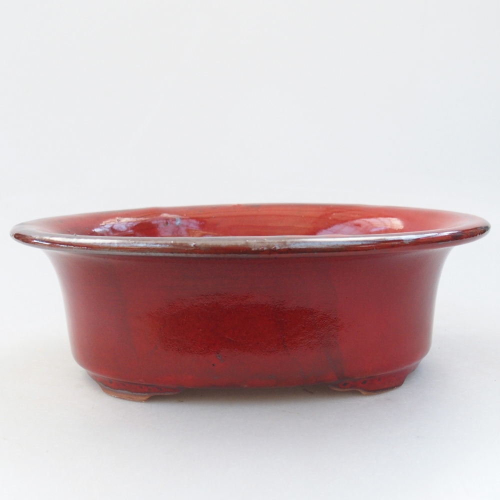 Ceramic bonsai bowl 19,5 x 15,5 x 6,5 cm, colour red