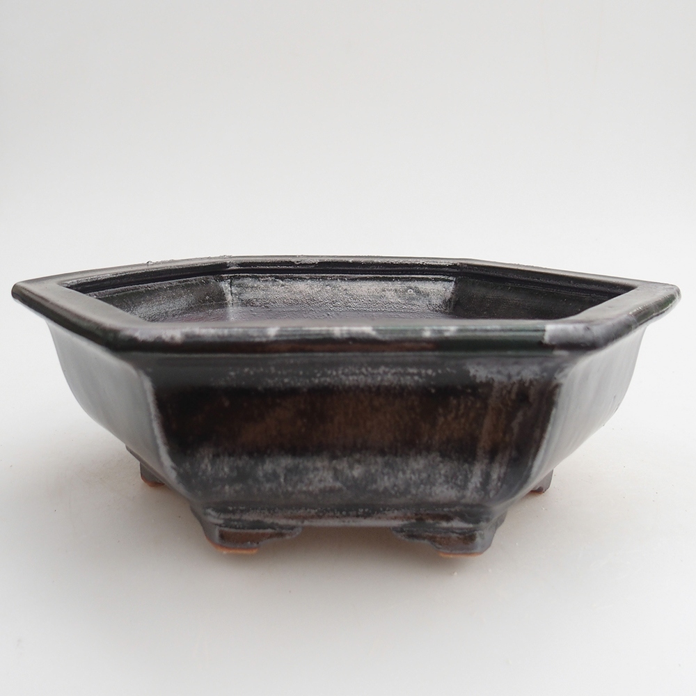 Ceramic bonsai bowl 23 x 21 x 7,5 cm, green