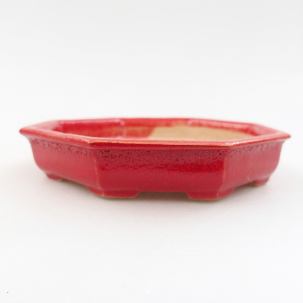 Ceramic bonsai bowl 11,5 x 11,5 x 2,5 cm, color red