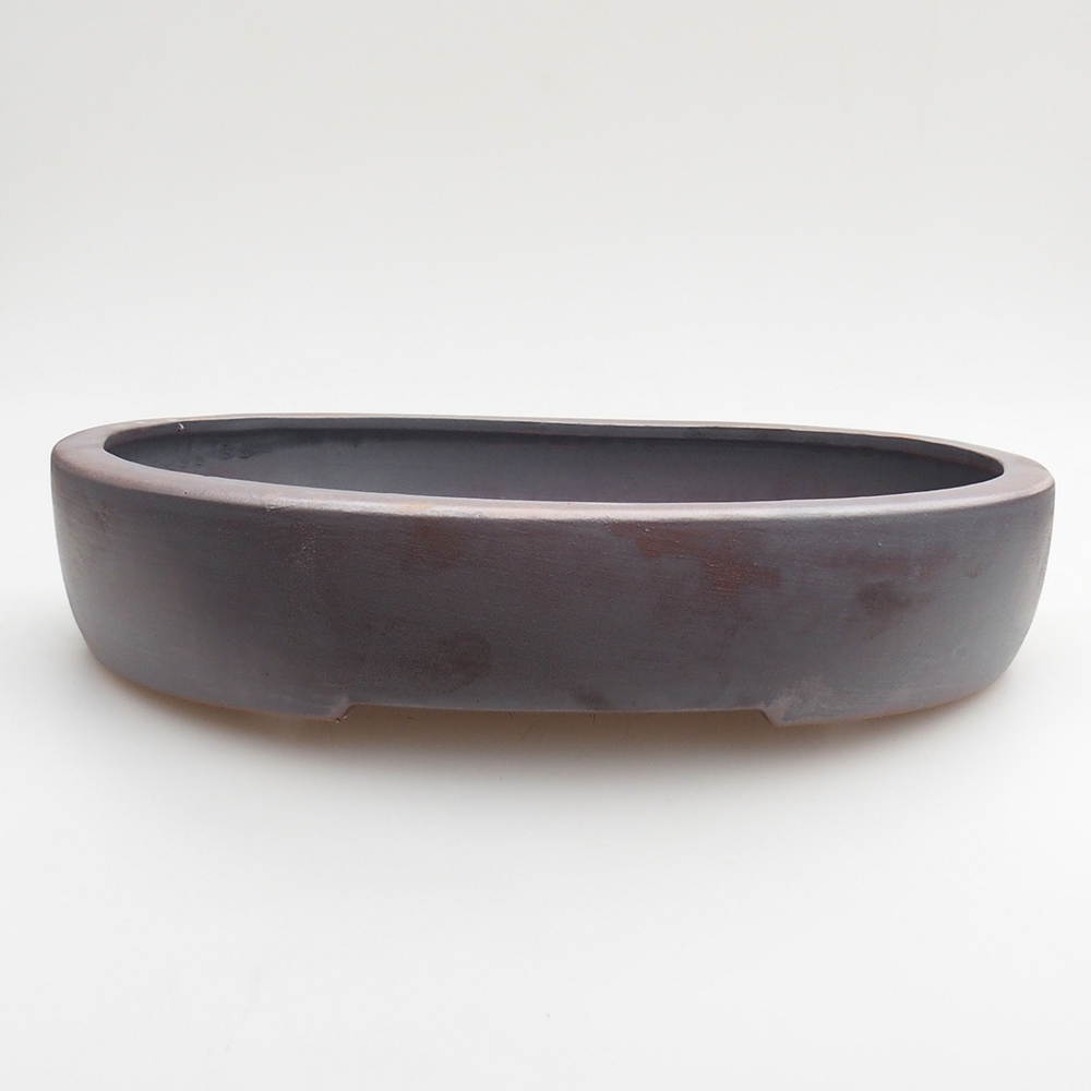 Ceramic bonsai bowl 26 x 20 x 5 cm, metal colour