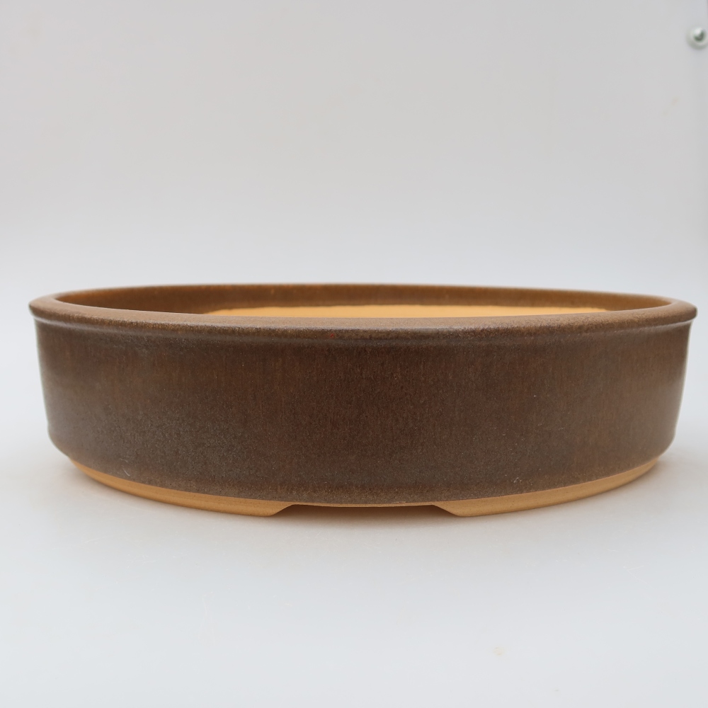 Ceramic bonsai pot, 29 x 29 x 6.5 cm, brown