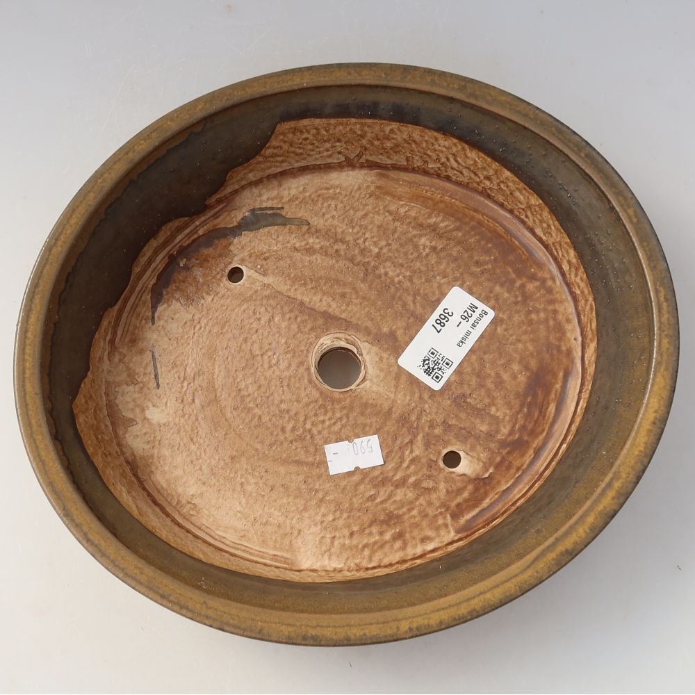 Ceramic bonsai pot, 24 x 21.5 x 5.5 cm, brown