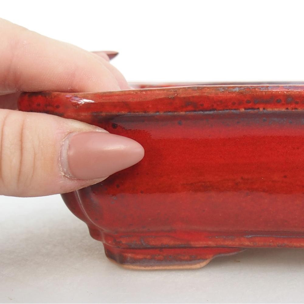 Ceramic bonsai bowl 18 x 13,5 x 5 cm, colour red