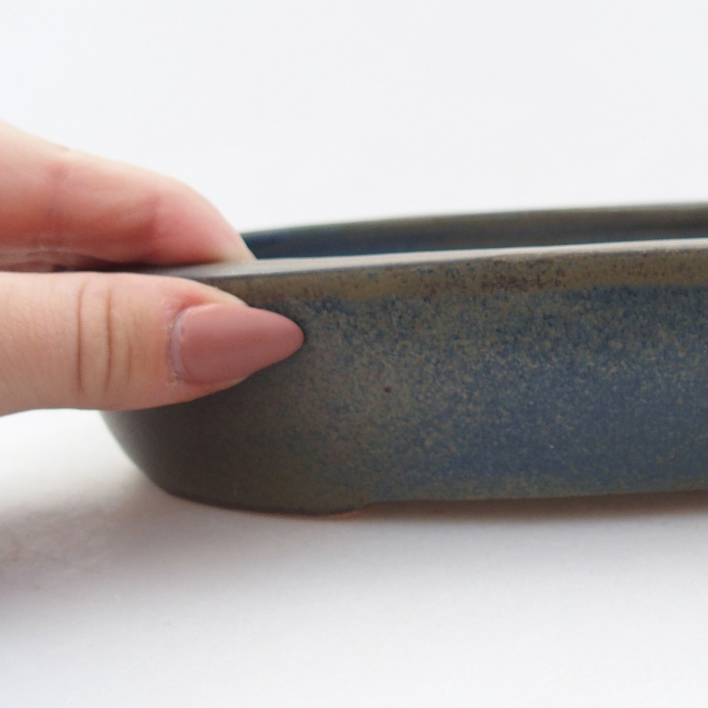 Ceramic bonsai bowl 22 x 16,5 x 4,5 cm, colour blue