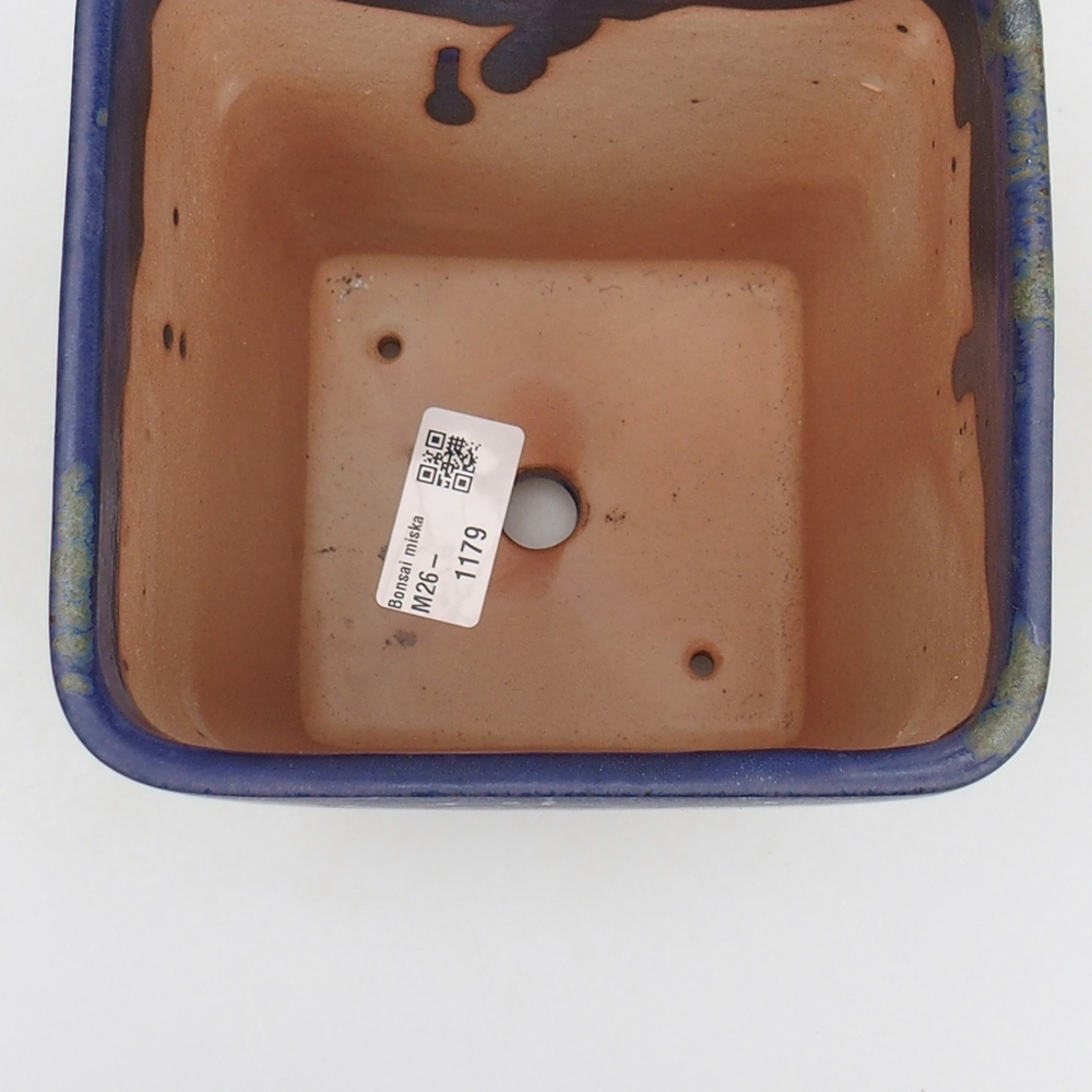 Ceramic bonsai bowl 14 x 14 x 15 cm, colour blue