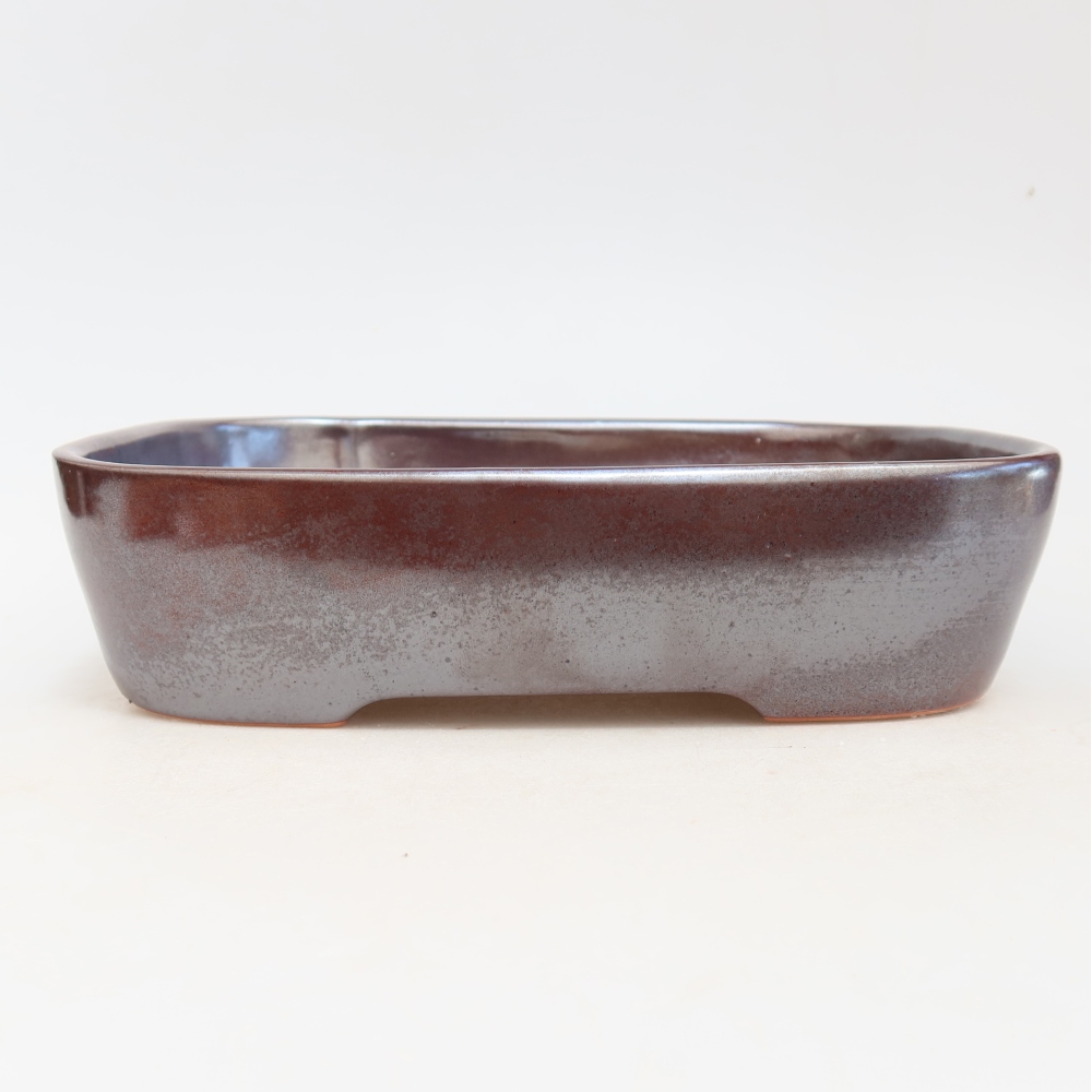 Ceramic bonsai pot, 23 x 18 x 5.5 cm, burgundy