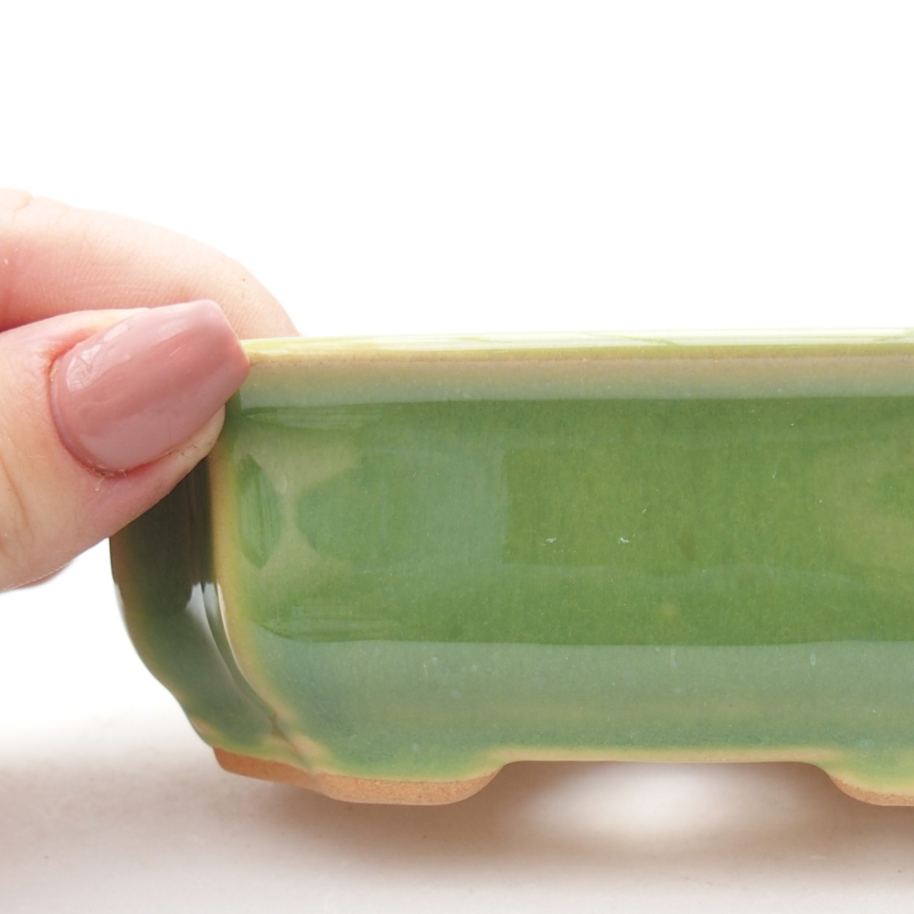 Ceramic bonsai bowl 11,5 x 8,5 x 4 cm, green