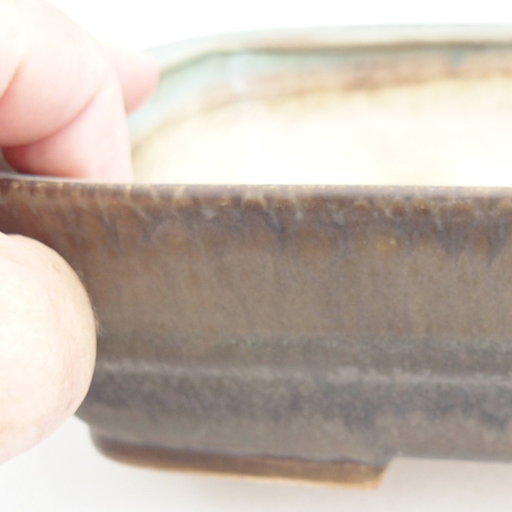 Ceramic bonsai bowl 21,5 x 17,5 x 5,5 cm, green