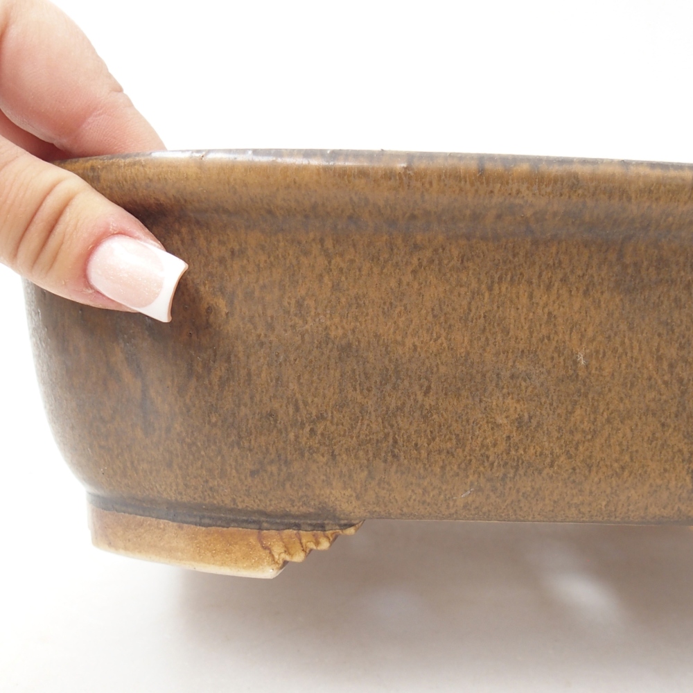 Ceramic bonsai bowl 25 x 21 x 8 cm, brown