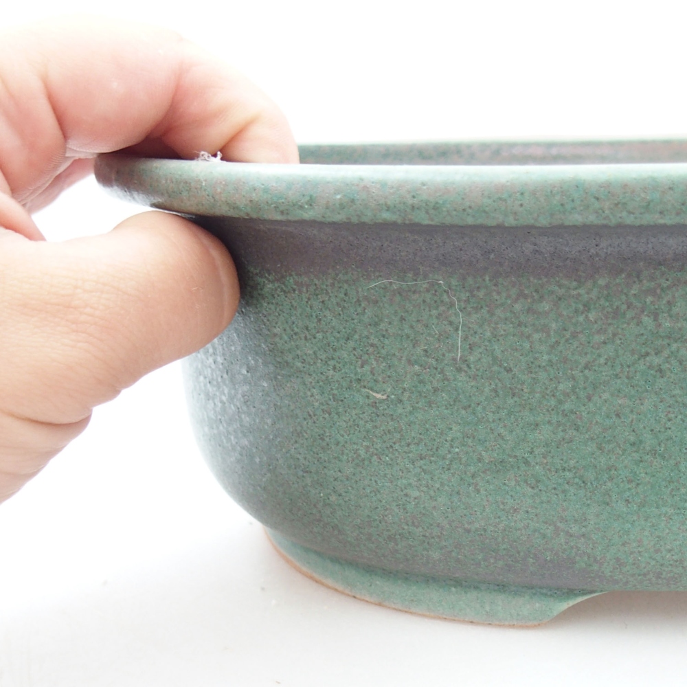 Ceramic bonsai bowl 23,5 x 19 x 8 cm, color green