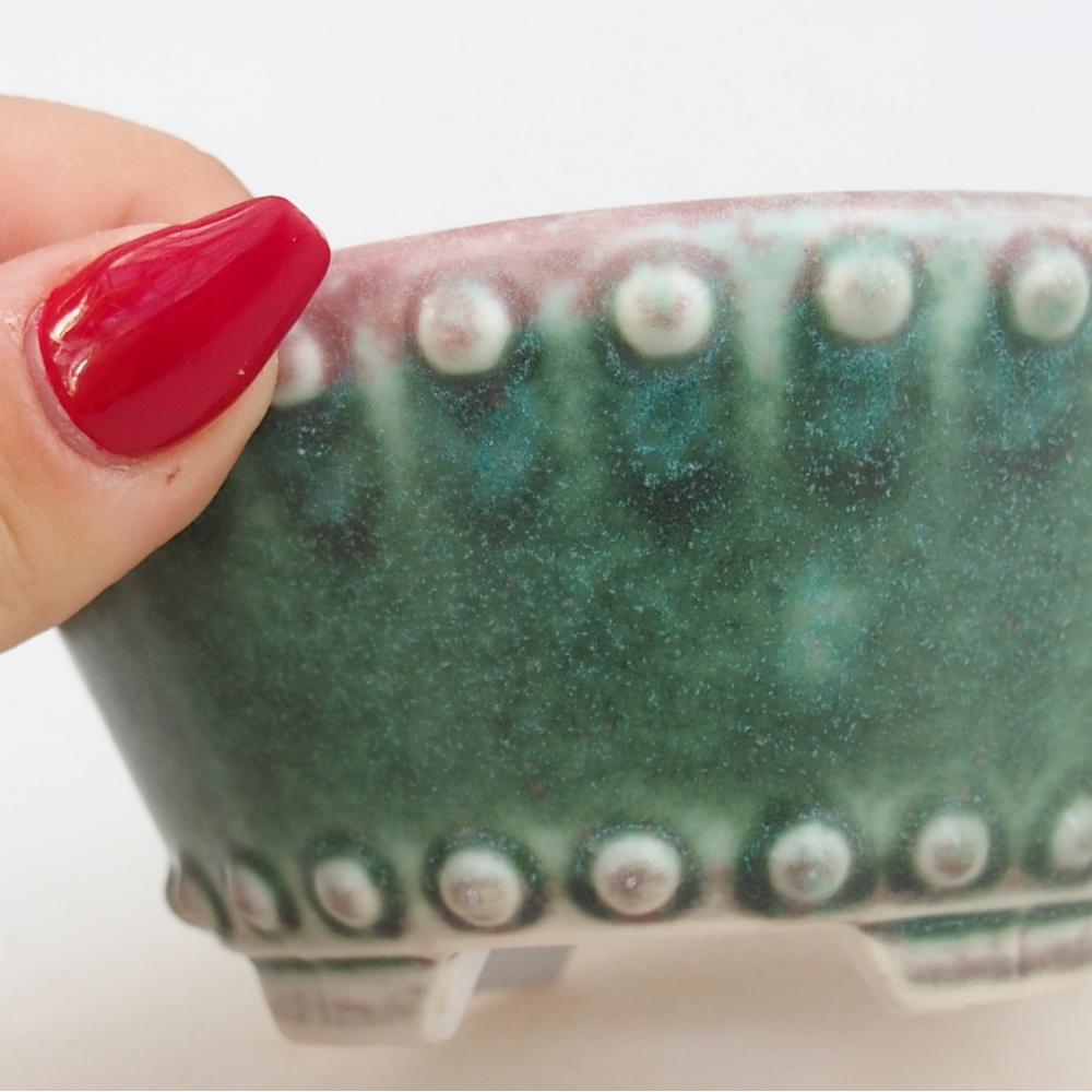Ceramic bonsai bowl 10,5 x 10,5 x 5 cm, green