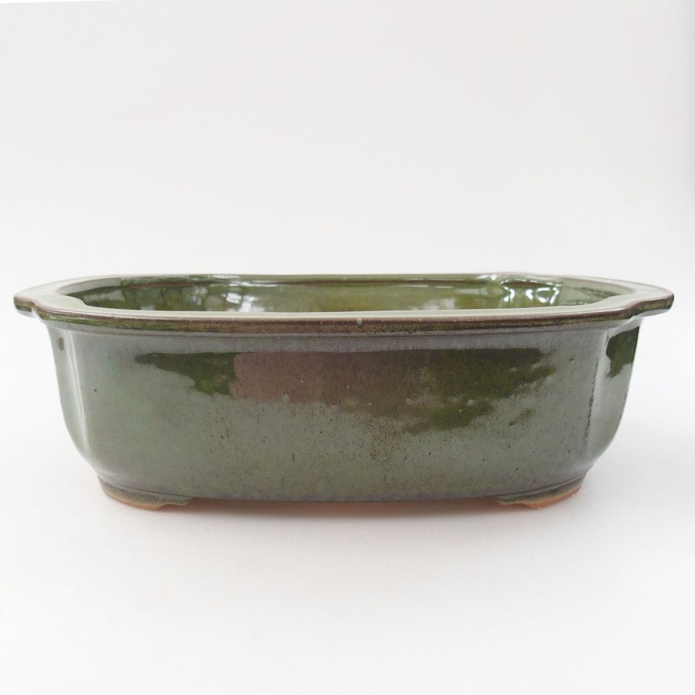 Ceramic bonsai bowl 24,5 x 21 x 7 cm, color green