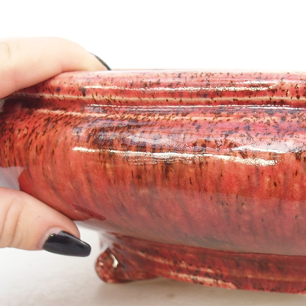 Ceramic bonsai bowl 35 x 35 x 9,5 cm, colour red