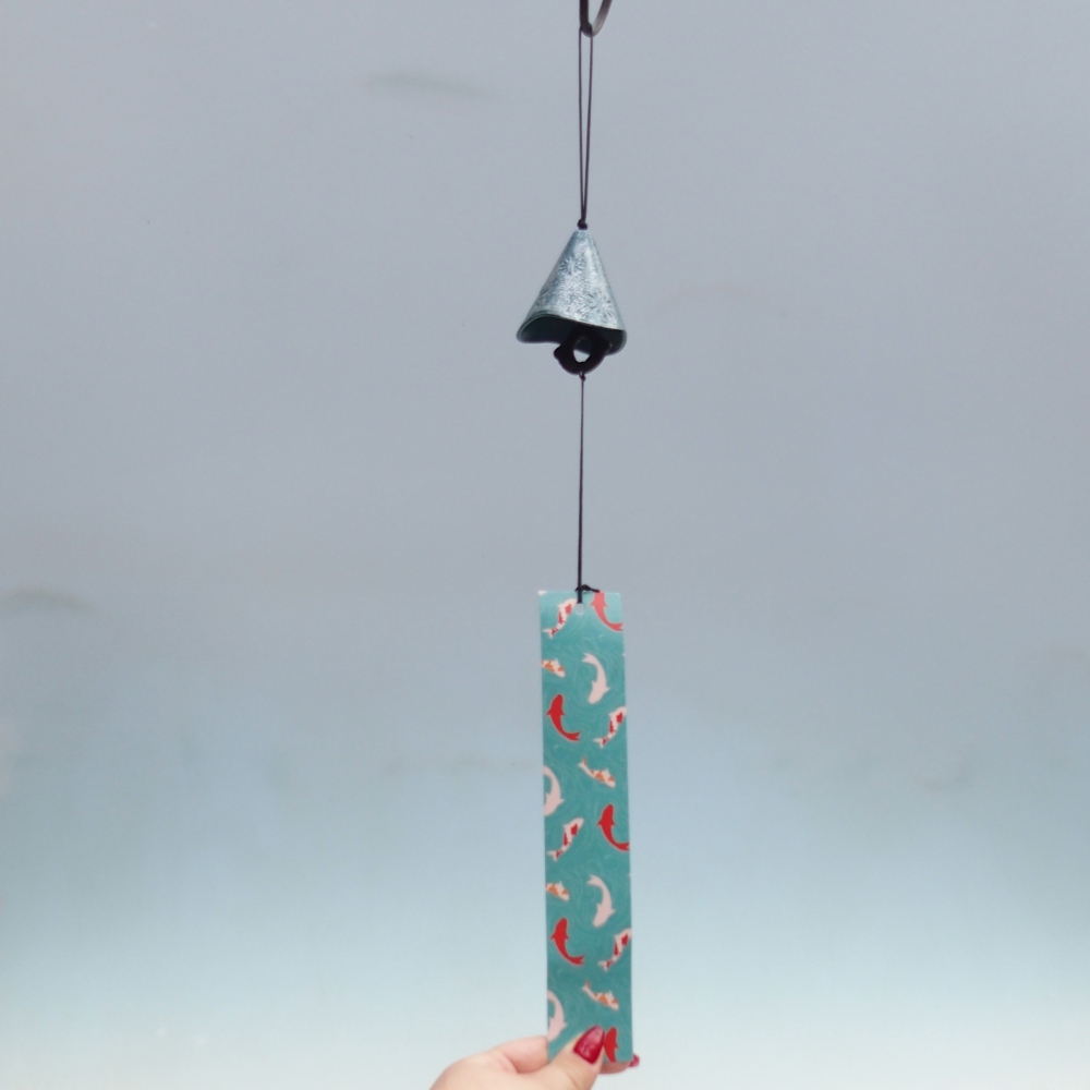 Metal wind chime, blue