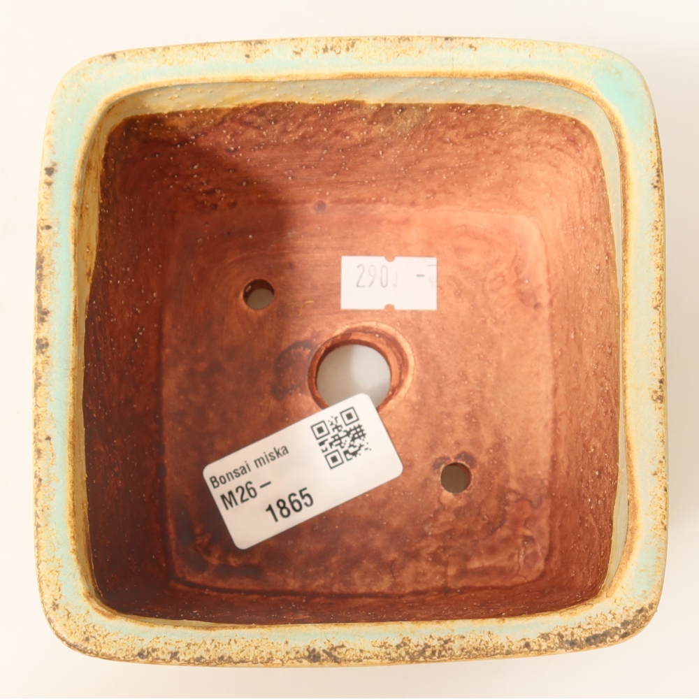Ceramic bonsai pot, 10.5 x 10.5 x 7 cm, green