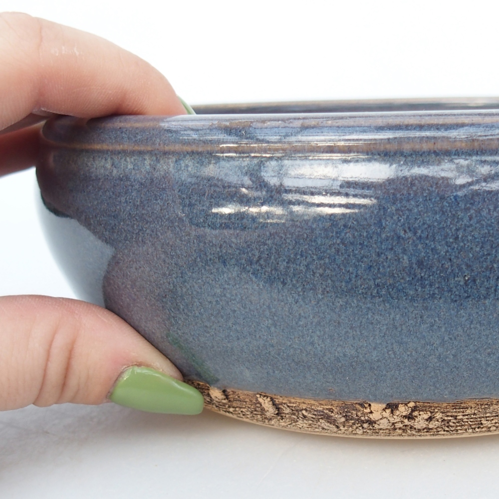 Ceramic bonsai bowl 17 x 17 x 6 cm, colour blue