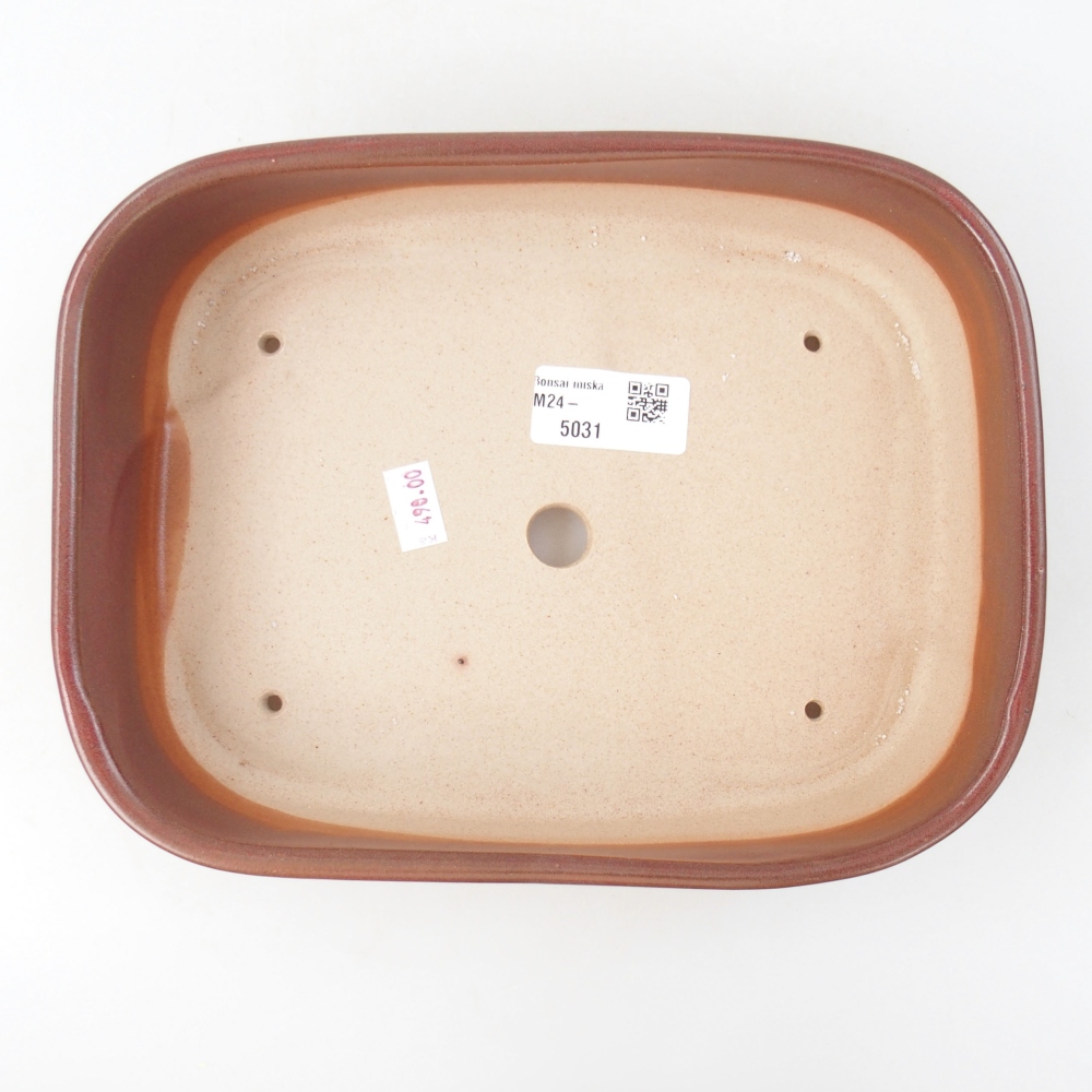 Ceramic bonsai bowl 23 x 18 x 5,5 cm, color burgundy