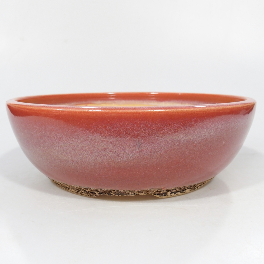 Ceramic bonsai bowl 20,5 x 20,5 x 7 cm, colour red