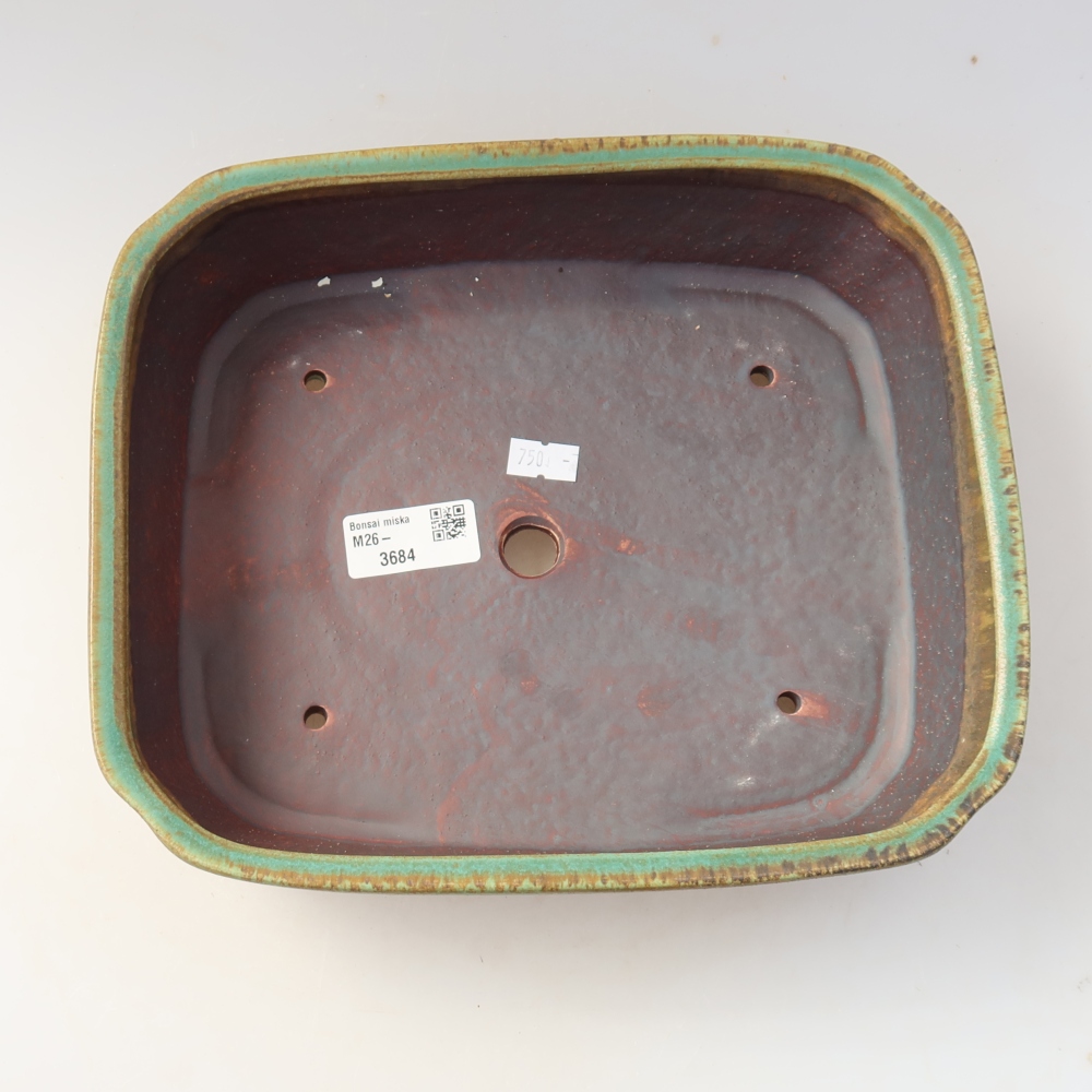 Ceramic bonsai pot, 25 x 21 x 6.5 cm, green