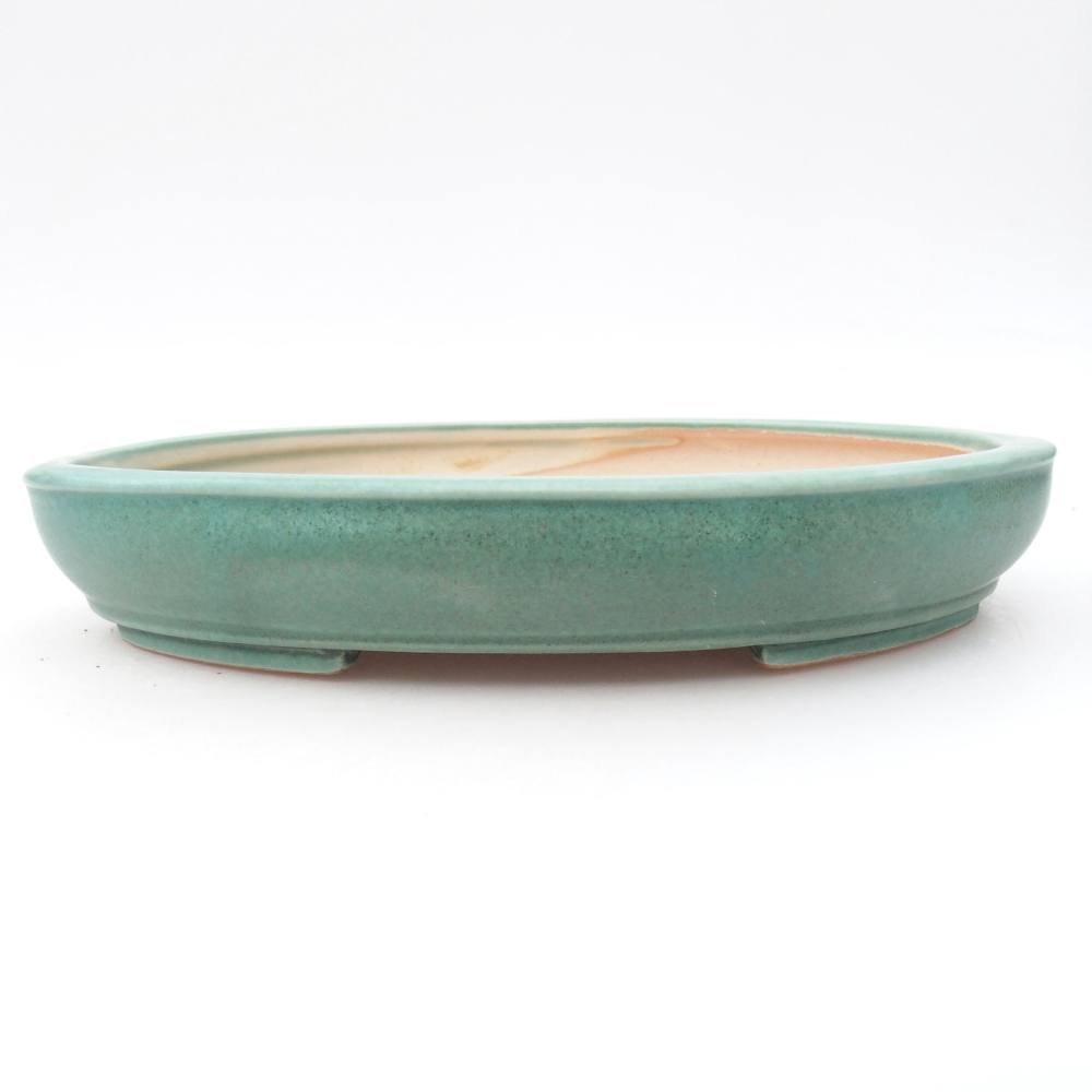 Ceramic bonsai bowl 25 x 20 x 4 cm, color green