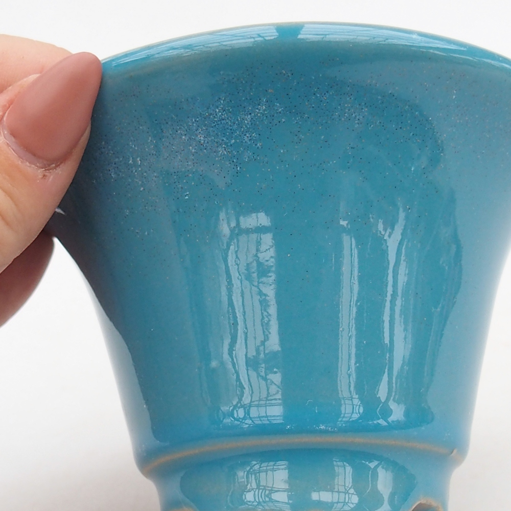Ceramic bonsai bowl 10,5 x 10,5 x 7 cm, colour blue