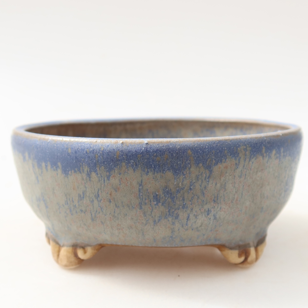 Ceramic bonsai pot, 10.5 x 10.5 x 4 cm, blue