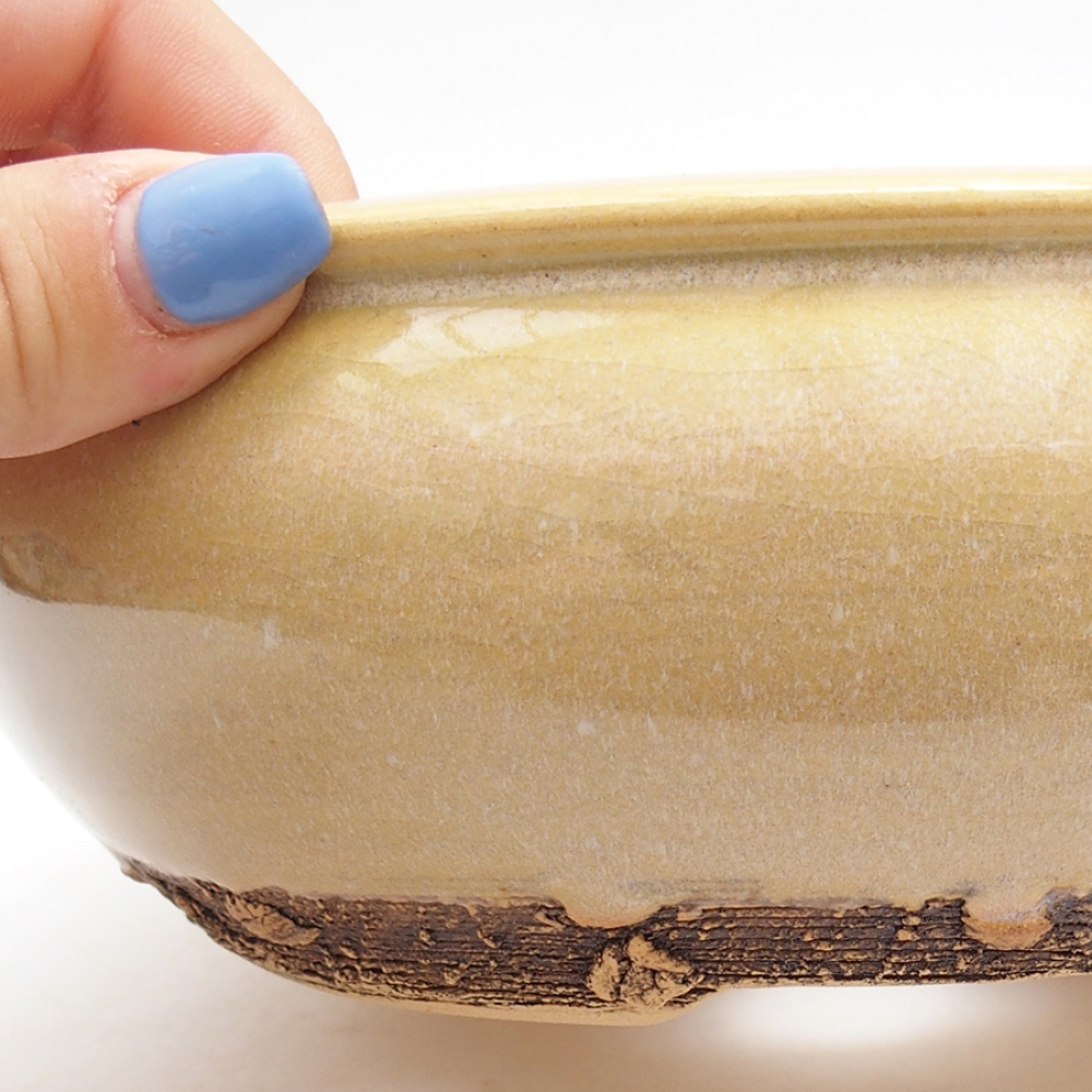 Ceramic bonsai pot 18.5 x 18.5 x 6.5 cm, green