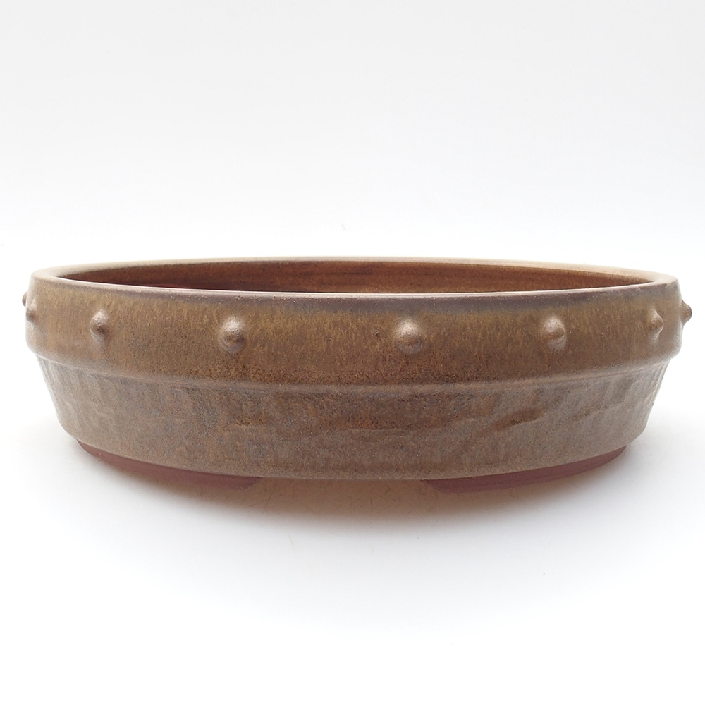 Ceramic bonsai bowl 21 x 21 x 5,5 cm, brown color