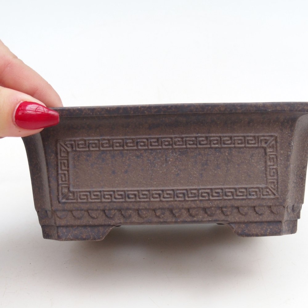 Ceramic bonsai bowl 15,5 x 10,5 x 6 cm, brownish ochre