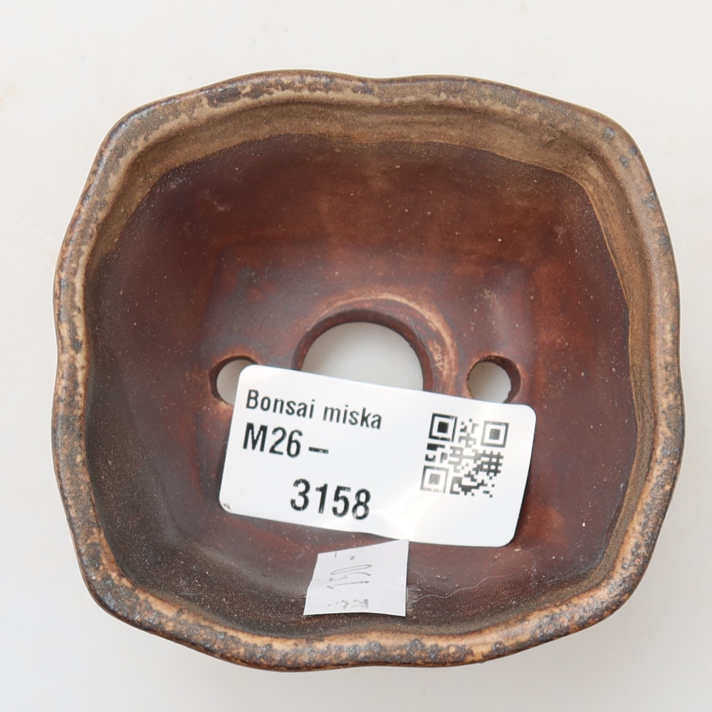 Ceramic bonsai pot, 7 x 7 x 3.5 cm, pink