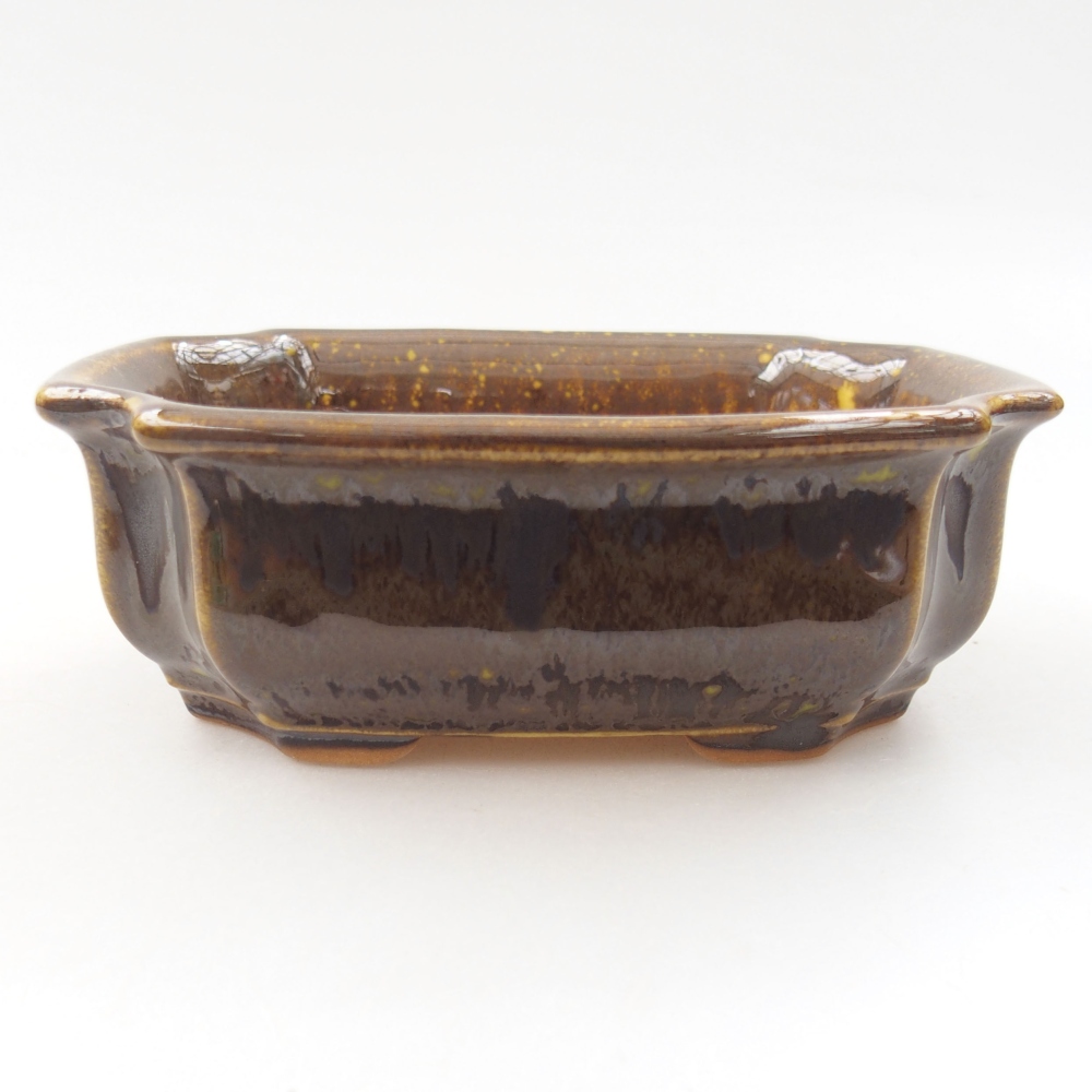 Ceramic bonsai bowl 12 x 9 x 4,5 cm, color yellow