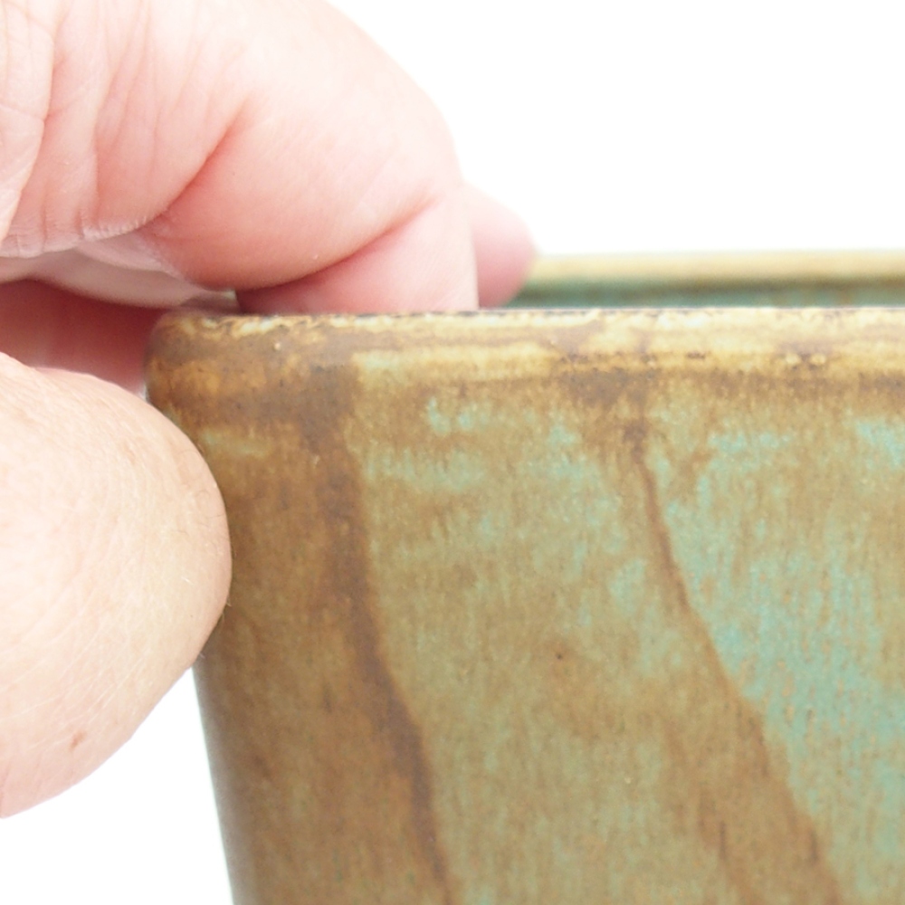 Ceramic bonsai bowl 10 x 10 x 12 cm, green