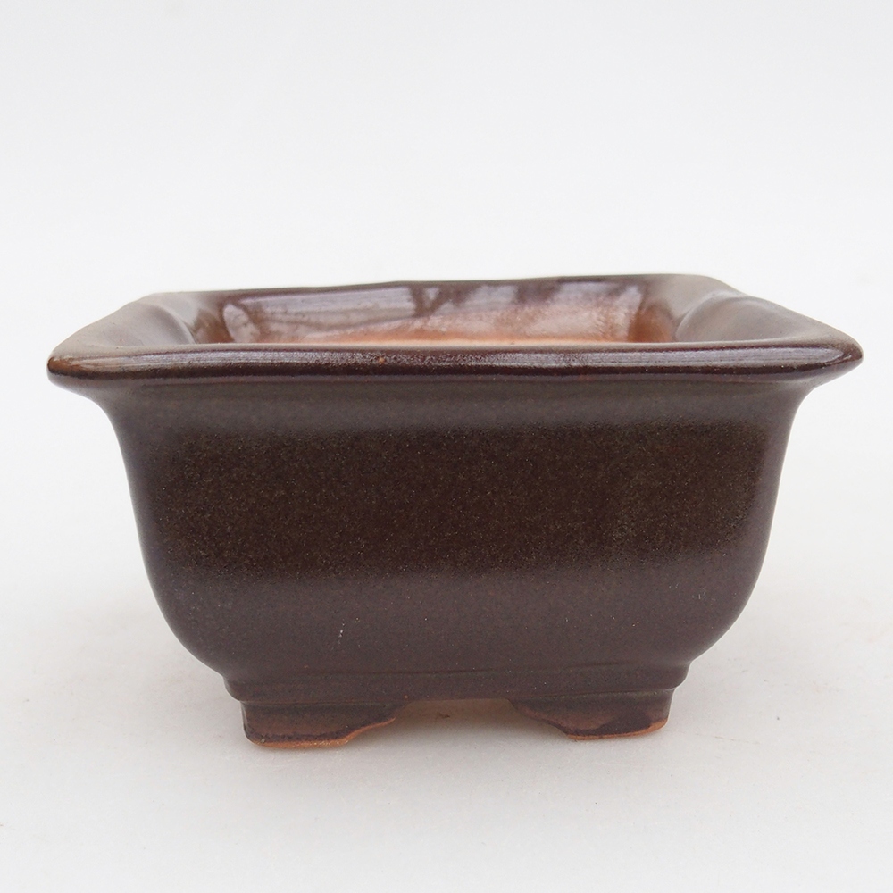 Ceramic bonsai bowl 10 x 10 x 6 cm, burgundy