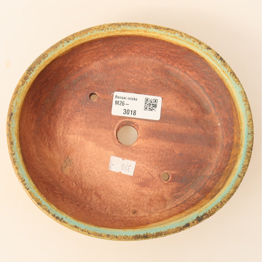 Ceramic bonsai bowl 18,5 x 16,5 x 4,5 cm, green